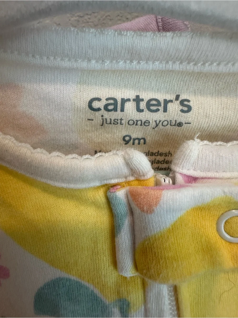 Carter's Girls Fruit Print Footed One-Piece Sleepers - Peach, Lemon & Lavender